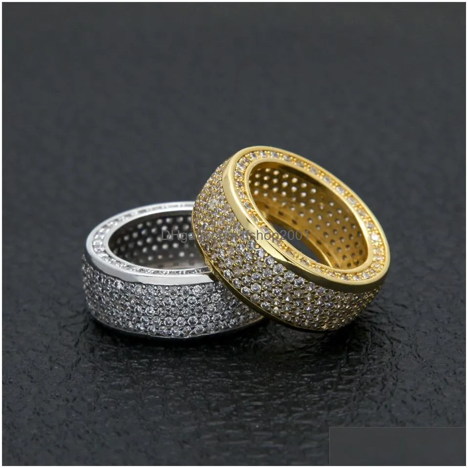 fashion hiphop rapper ring for men hip hop gold silver rings bling cubic zirconia mens diamond ice out jewelry