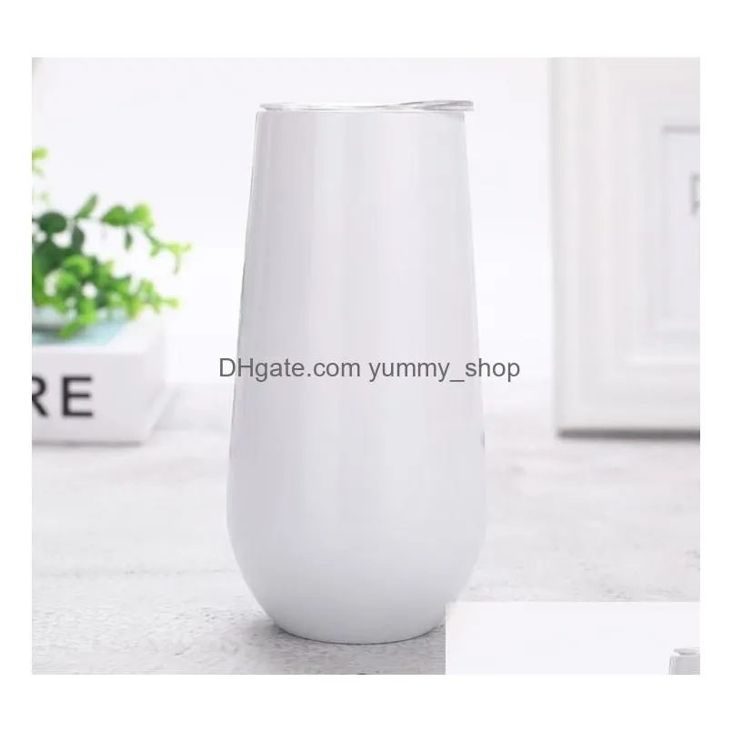 6oz egg cups flute wine tumbler champagne wine glass stainless steel double wall vacuum shatterproof egg shape cup with lid