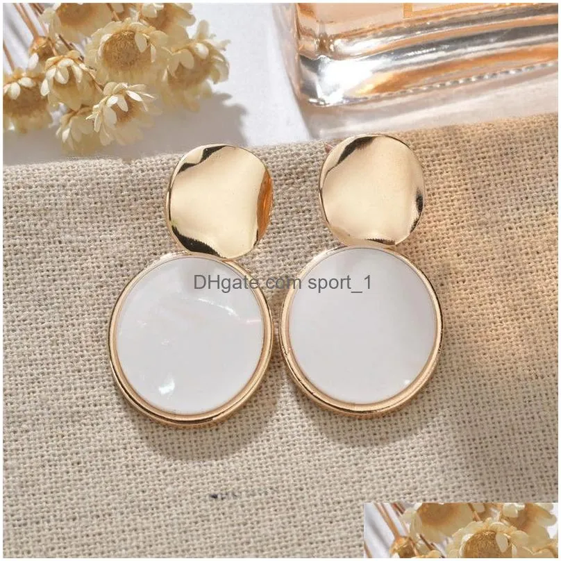 2019 gold korean sequins acrylic earrings for women lover fashion drop round heart dangle earring wedding geometric jewelry