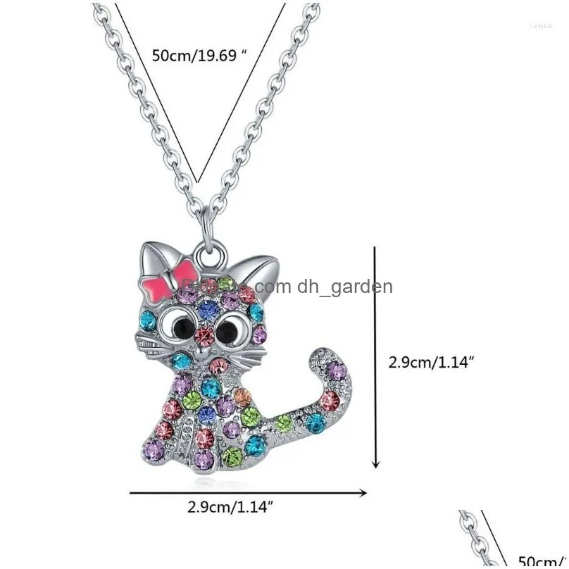 necklace earrings set f19d cat jewelry for girls bracelet ring stud earring sets kids rainbow rhinestones women