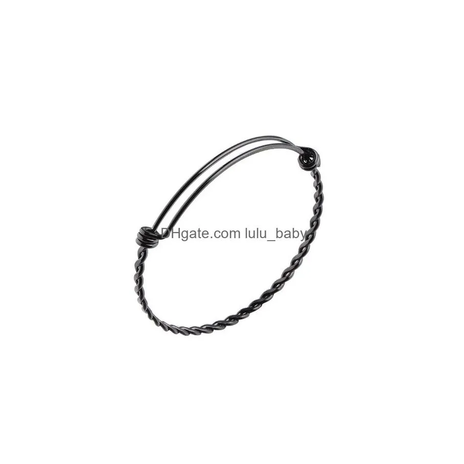 high quality alex stainless steel twist expandable bracelet bangles 5565mm adjustable size silver gold wire bangle for diy jewelry making wholesale