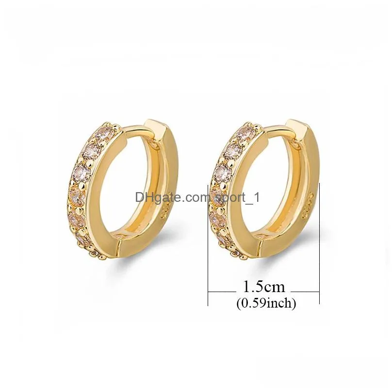 2019 high quality cubic zirconia cuff stud earrings for women korean style 925 sterling silver needle plated copper crystal hoop