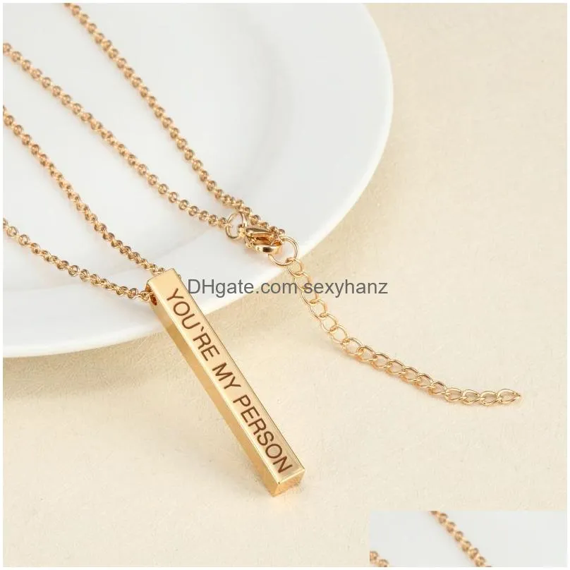 fashion stainless steel stereo stick lettering you are my person choose kindness live laugh love i love who i am pendant necklace