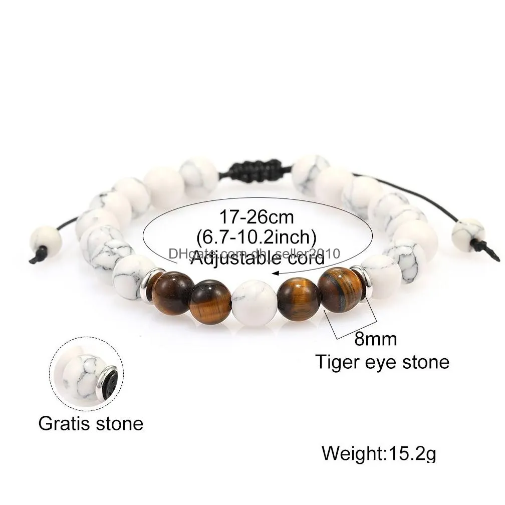 8mm women men natural lava rock beads chakra bracelets healing energy stone white agate bracelet fashion  oil diffuser