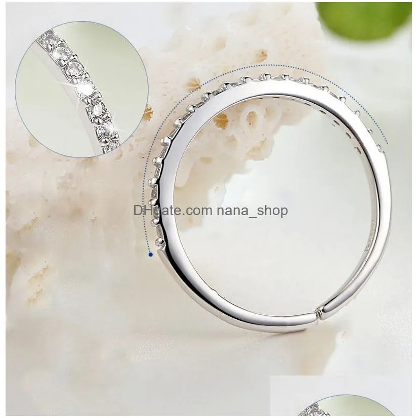 simple style cubic zircon ring for women 2 color cute wedding engagement rings cz crystal sliver plated jewelry gifts