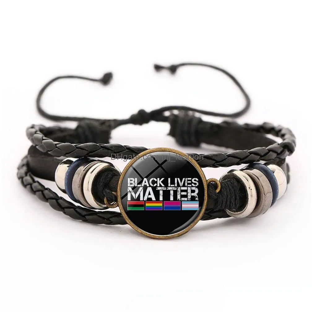 i cant breathe bracelet black lives matter pendant leather bracelet handmade string rope multilayer bracelet jewelry bangles for men