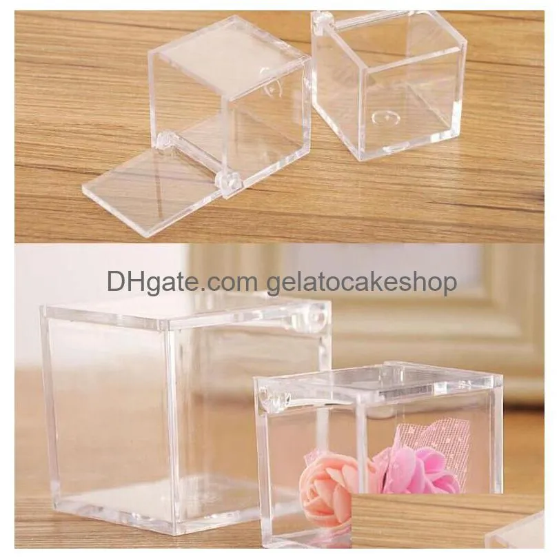 200pcs plastic box candy boxs flip transparent gift boxes wedding souvenirs.