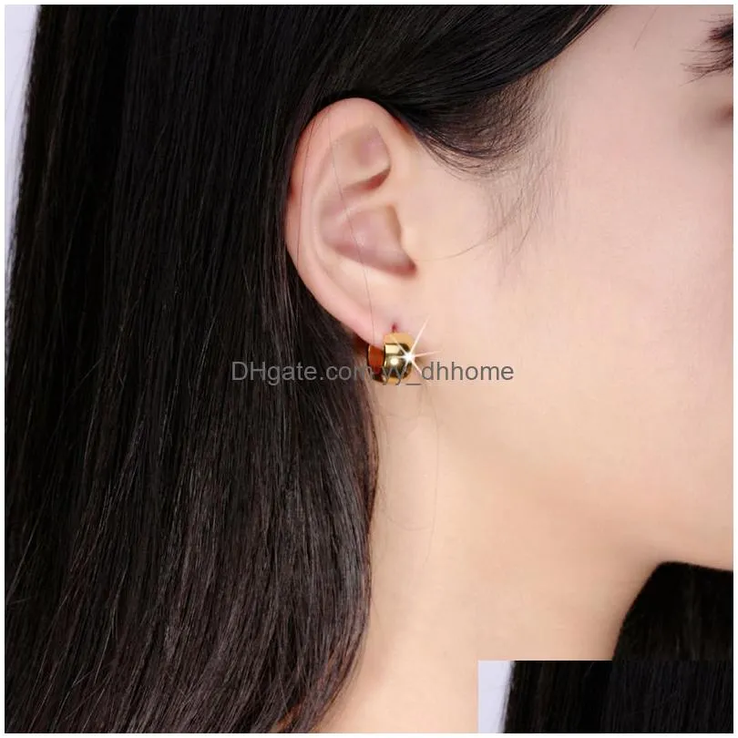 fashion stainless steel smooth earrings for women small hoop earring gold silver rose gold color party ear jewelrywholesale