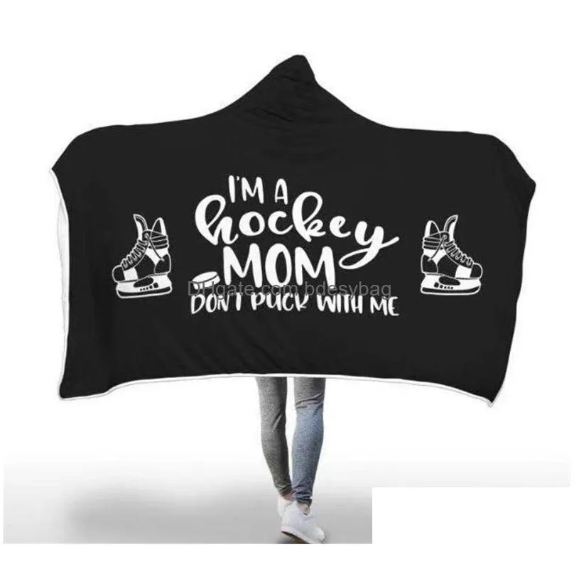 hockey mom hooded blanket winter christmas hockey mom sofa living room quilt kids hockey mom hooded blanket