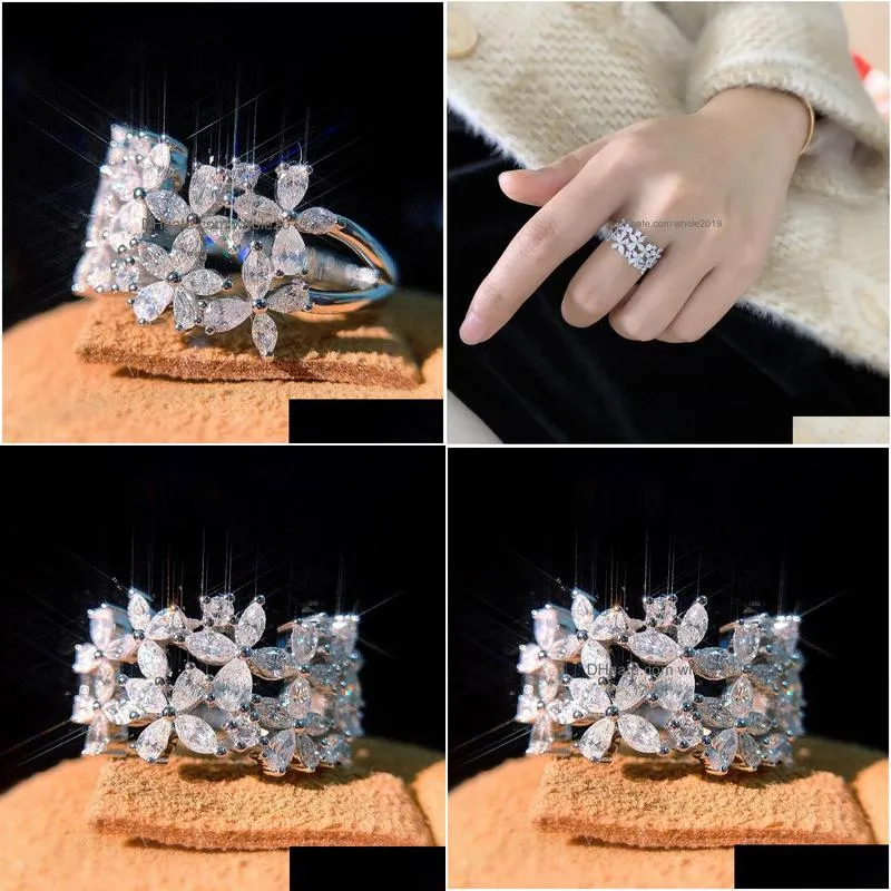 sparkling 925 sterling silver marquise cut moissanite diamond rings party women wedding leaf band ring gift hip hop jewelry