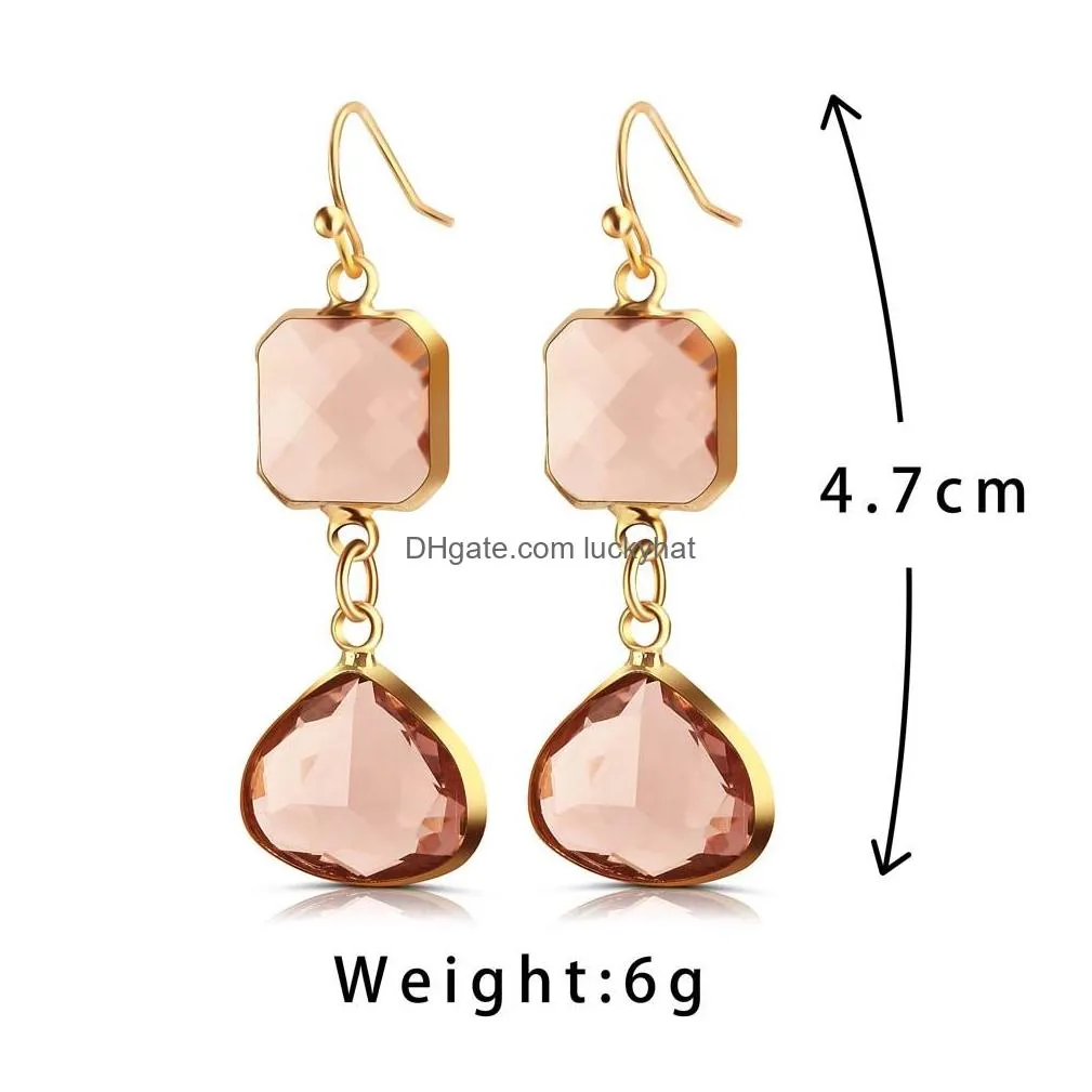 high quality water drop crystal dangle earring for women elegant square round geometry drop earring party wedding jeweley gift
