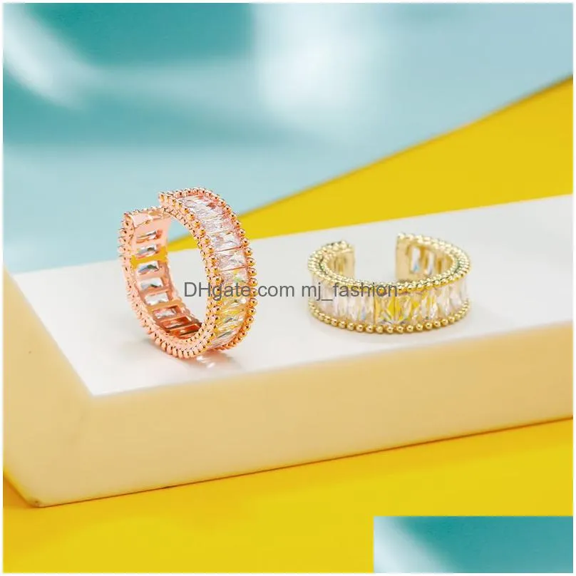 new micro zircon rings for women fashion open adjustable finger ring gold rose gold romantic wedding accessories engagement jewelry