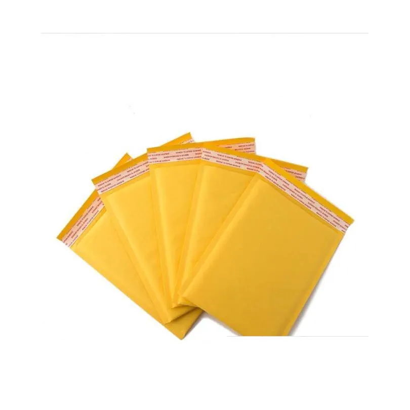 100 pcs yellow bubble mailers bags gold kraft paper envelope bag proof new express packaging