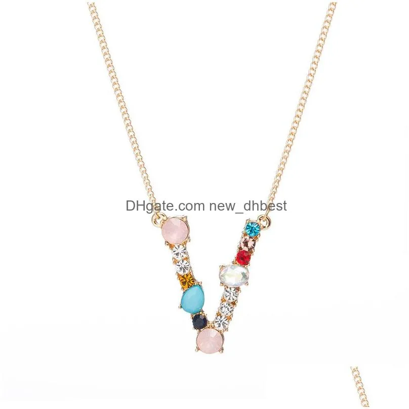  colorful 26 initial letter pendant necklace for women az alphabet personalized mothers day jewelry gifts