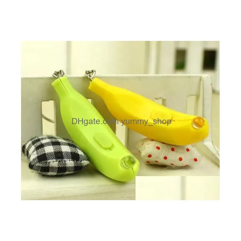 6x2cm mini led light flashlight banana key rings creation safe light bag phone car pendant keychain xmas toys gifts