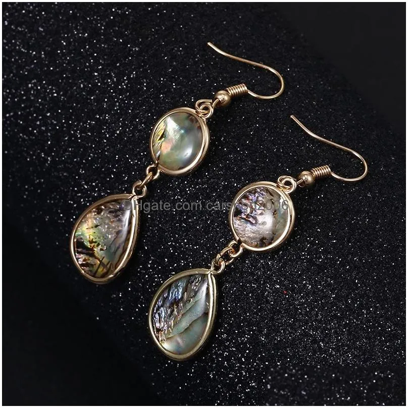 high quality natural abalone shell dangle earring for women elegant water drop teardrop geometry drop earring party wedding jeweley