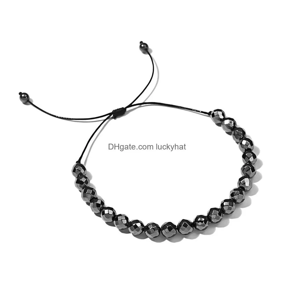 high quality weight loss therapy link bracelet for men women 5mm black hematite stone beads stretch health care bracelets jewelry lover gift