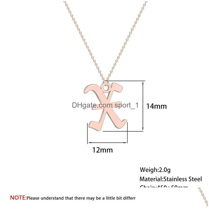  old english 26 initial letter stainless steel pendant chain necklace for women men az vintage font personalized necklace