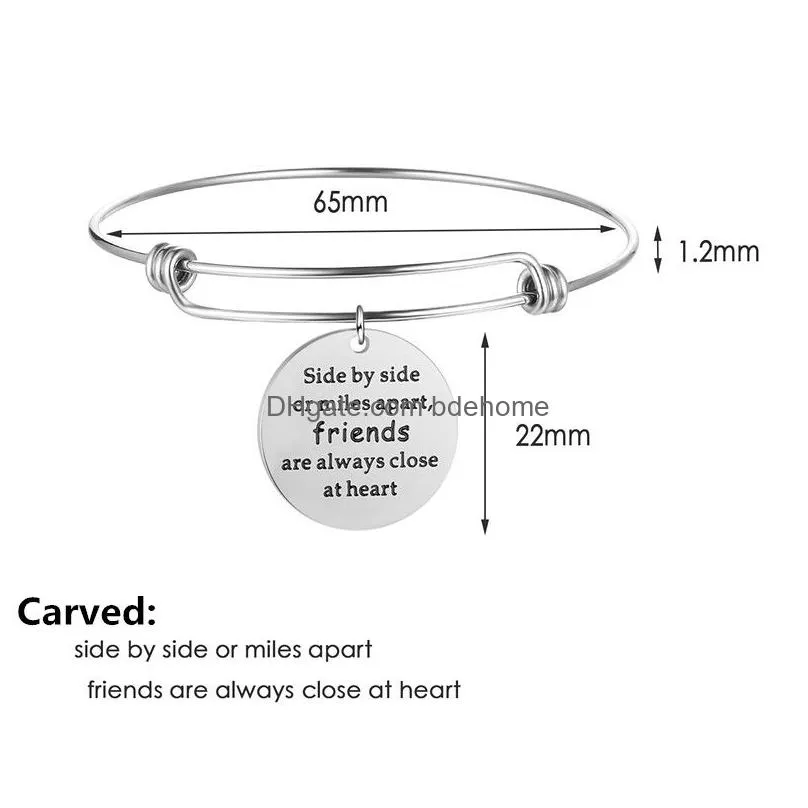 fashion stainless steel bracelet for women adjustable carved english letters bangle bracelet girls charm coil bracelet jewelry