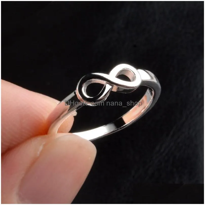 gold silver color infinity ring eternity hand charms good friend gift endless love symbol fashion jewelry for women wholesale