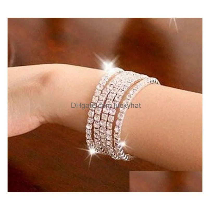 elegant bride shining rhinestone silver color wedding bracelet for women stretch crystal stackable bracelet fashion jewelry gift 2019