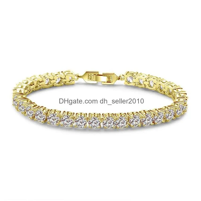 elegant bride shining tennis chain bracelet 3a cubic zircon gold silver party wedding bracelet for women 18k gold plated cz bracelets