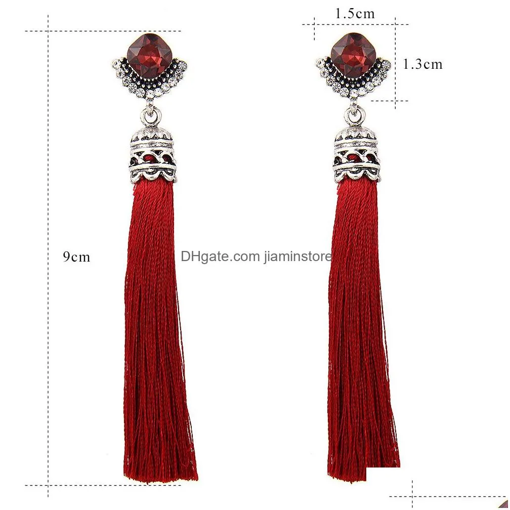 unique design colorful long layered tassel earrings dangle thread earring hanging fringe bohemian statement lurxury jewelry for women
