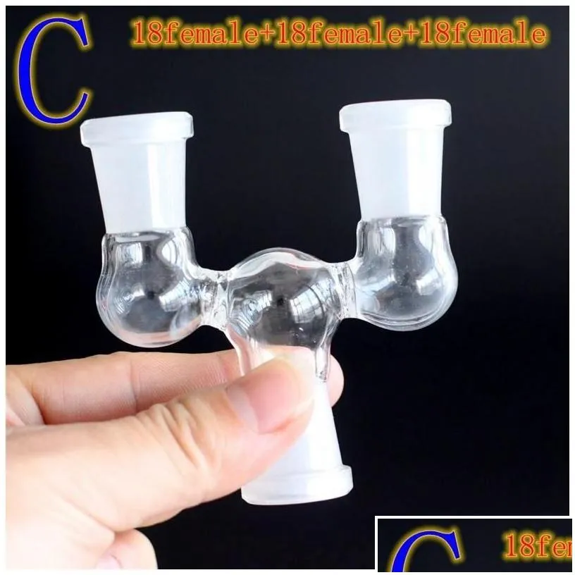 Smoking Pipes 4 Style Adapter Hookahs 14Mm 18Mm Male To Twin Female Drop Down Dropdown Double Glass Bong Delivery Home Garden Househ