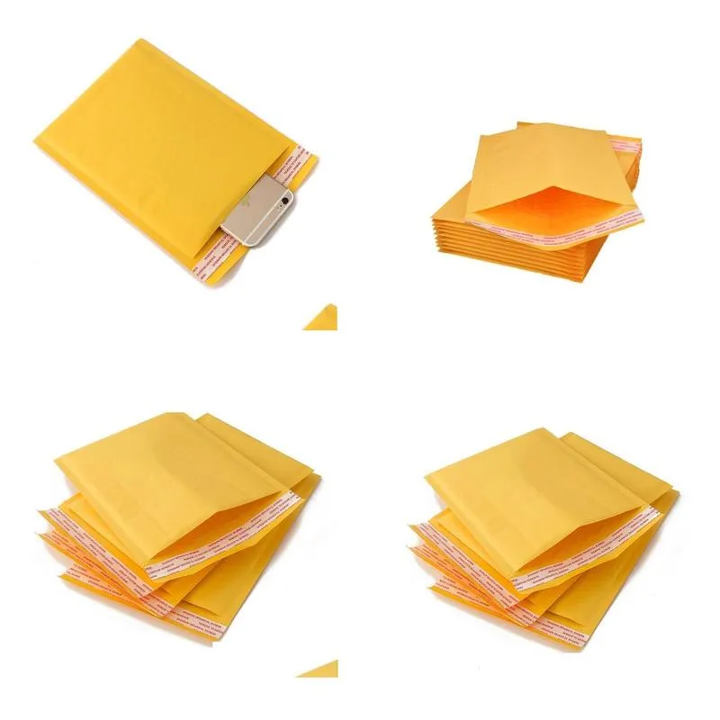 100 pcs yellow bubble mailers bags gold kraft paper envelope bag proof new express packaging
