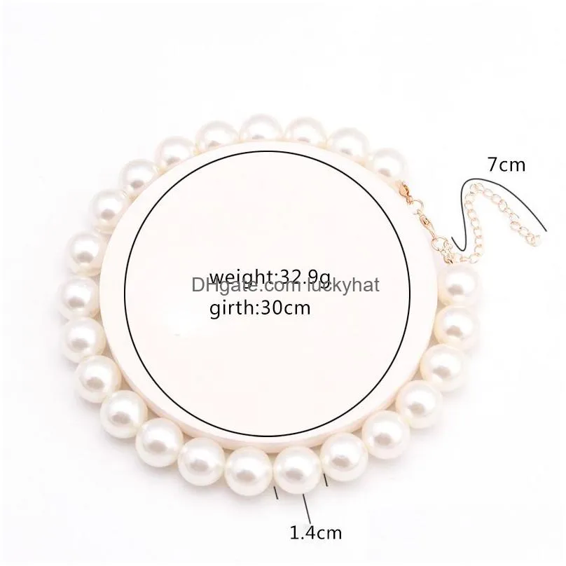 bohemian elegant 414mm white simulated pearl choker necklace round bead necklaces wedding gifts for women sweet girl fashion jewelry