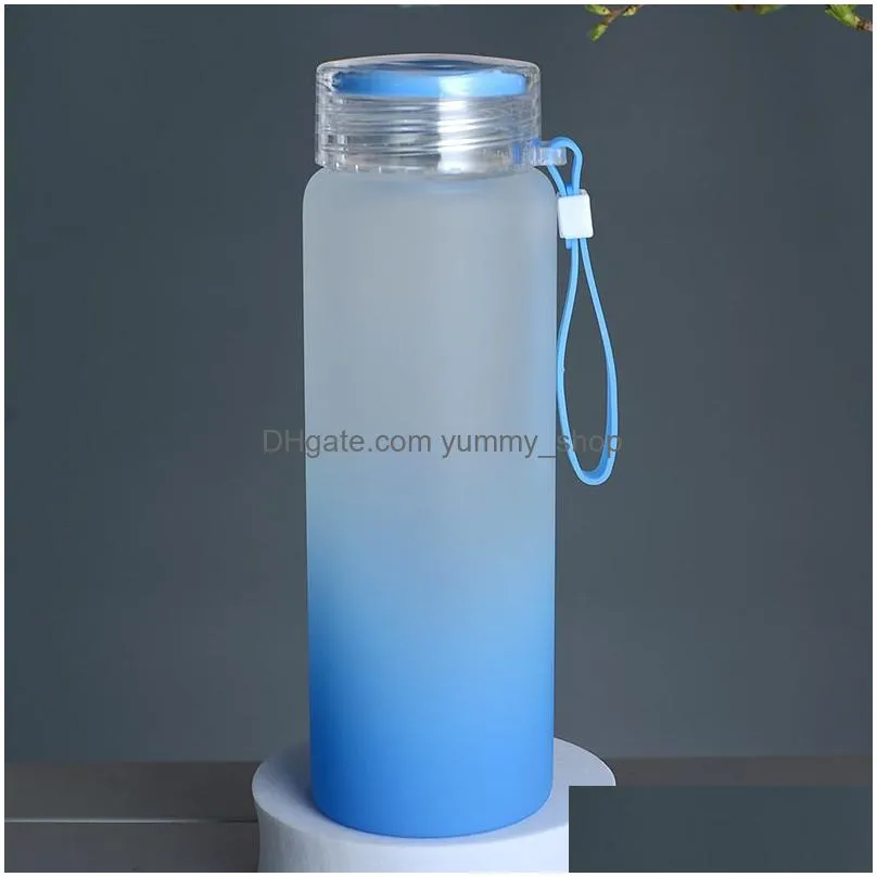 500pcs 6 colors factory price sublimation tumblers water bottle 500ml frosted glass water bottles gradient blank tumbler drink ware