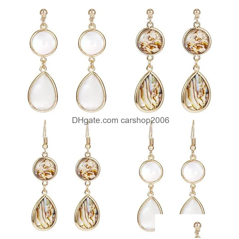 high quality natural abalone shell dangle earring for women elegant water drop teardrop geometry drop earring party wedding jeweley