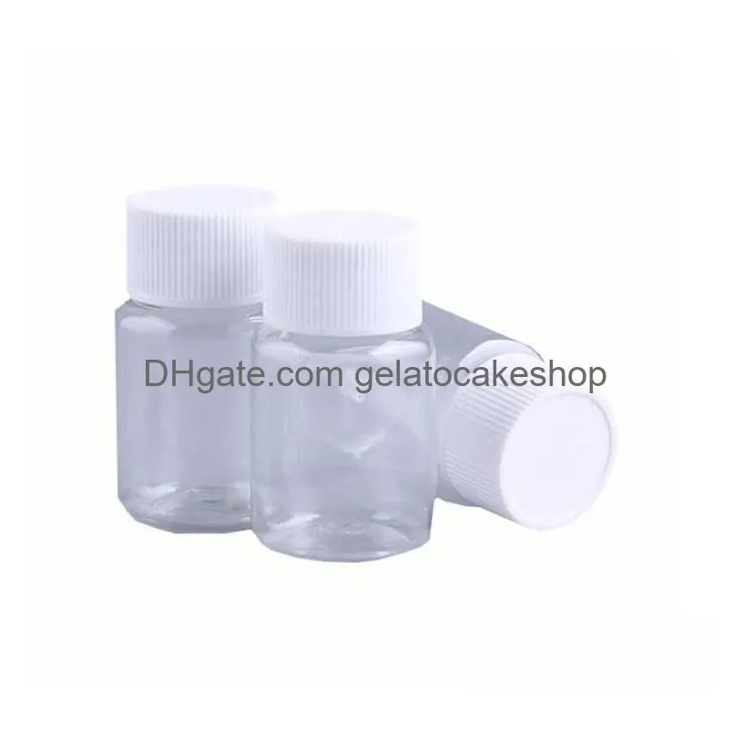 20ml transparent pet small round bottles plastic pill bottles capsule bottle with screw cap