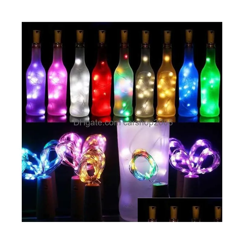 1m 10led silver wire glass wine led string light cork shaped wine bottle stopper light lamp christmas party decoration