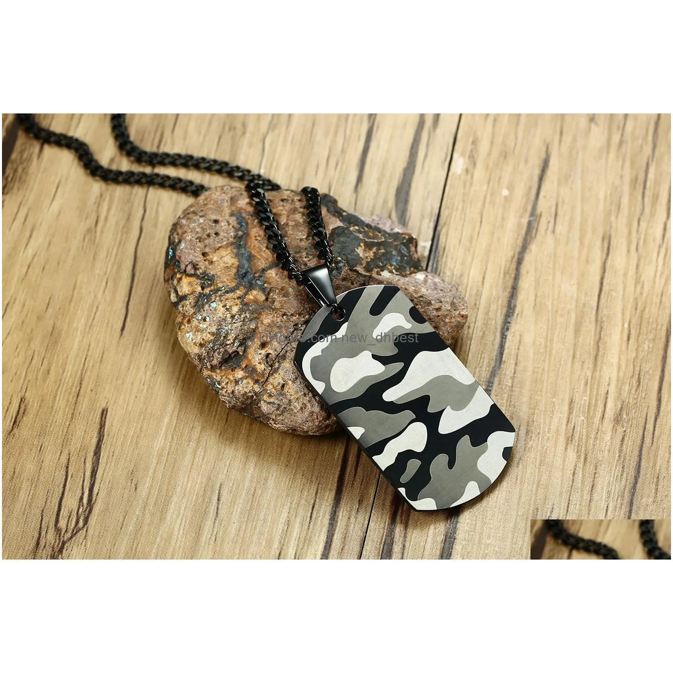 stainless steel camouflage military tag necklace for men military fan high quality military air force navy warrior necklace