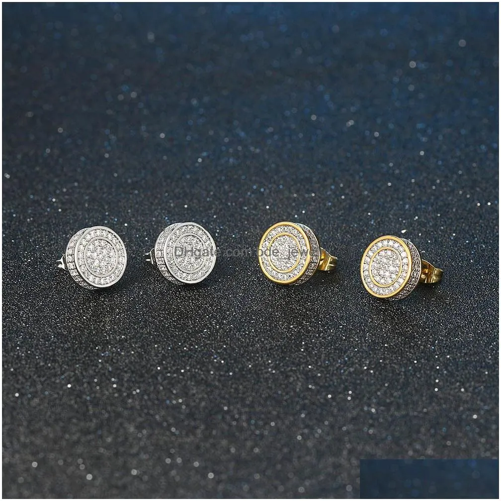 mens hip hop stud earrings jewelry fashion gold silver simulated cz a variety of styles diamond earring