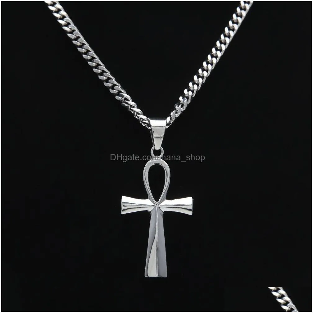 gyptian ankh key charm hip hop cross gold silver plated pendant necklaces for men top quality fashion party jewellry gift