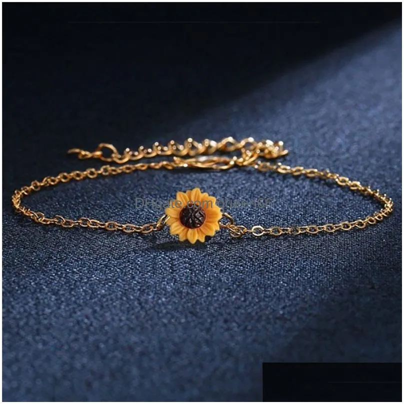 fashion sunflower jewelry sets for women creative sunflower pendant necklace earrings bracelet ring party wedding jewelry