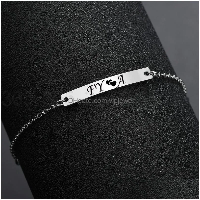 stainless steel bracelets can engraved personalized name adjustable bracelet gold color charm children bracelets love jewelry gifts