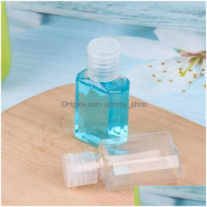 30ml hand sanitizer pet plastic bottle with flip top cap clear square shape bottle for cosmetics disposable hand sanitizer