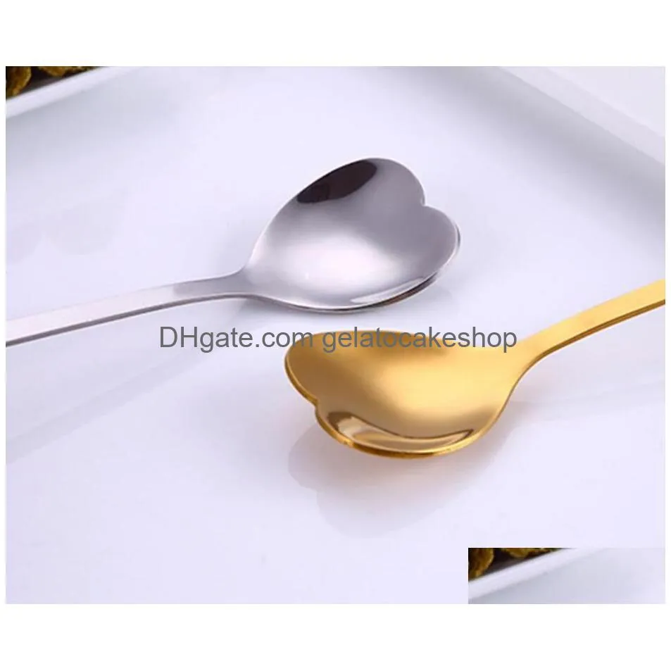 stainless steel heartshaped coffee stirring spoon for dessert cake sugar ice cream tea spoons kitchen cafe wedding spoon