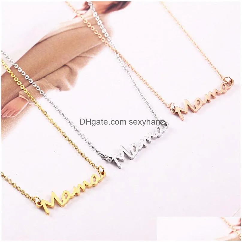 2019 high quality stainless steel letter mama necklace mothers love pendant jewelry necklace for moms mothers day gifts
