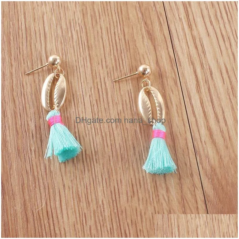 2019 new boho personality shell tassel charm earring for women long colorful dangle earring fashion jewelry gift wholesale