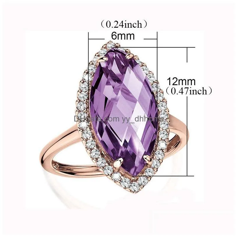  trendy olive shape rings 3 colors for women yellow purple green high quality engagement zircon rings wedding jewelry accessories