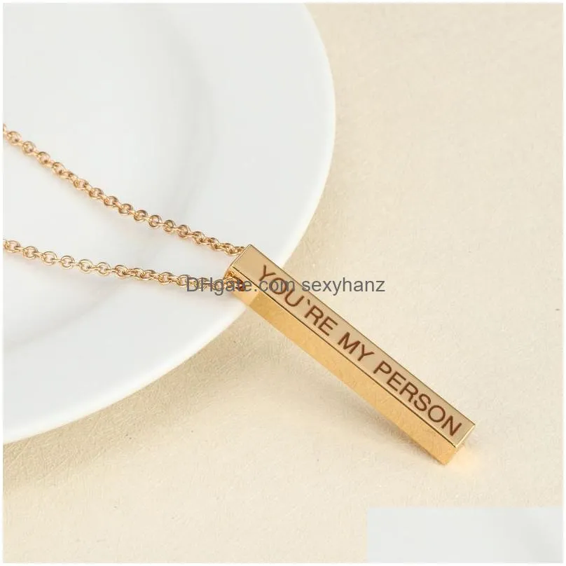 fashion stainless steel stereo stick lettering you are my person choose kindness live laugh love i love who i am pendant necklace
