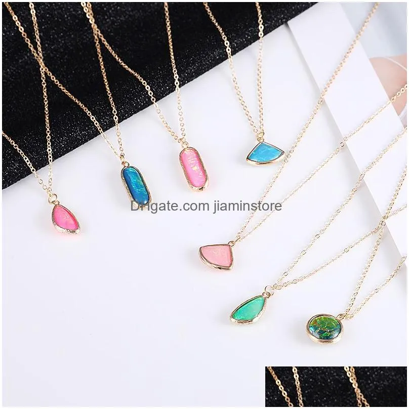 colorful crystal glass pendant chram necklace for women antifading gold chain round ball necklace fashion jewelry wholesale