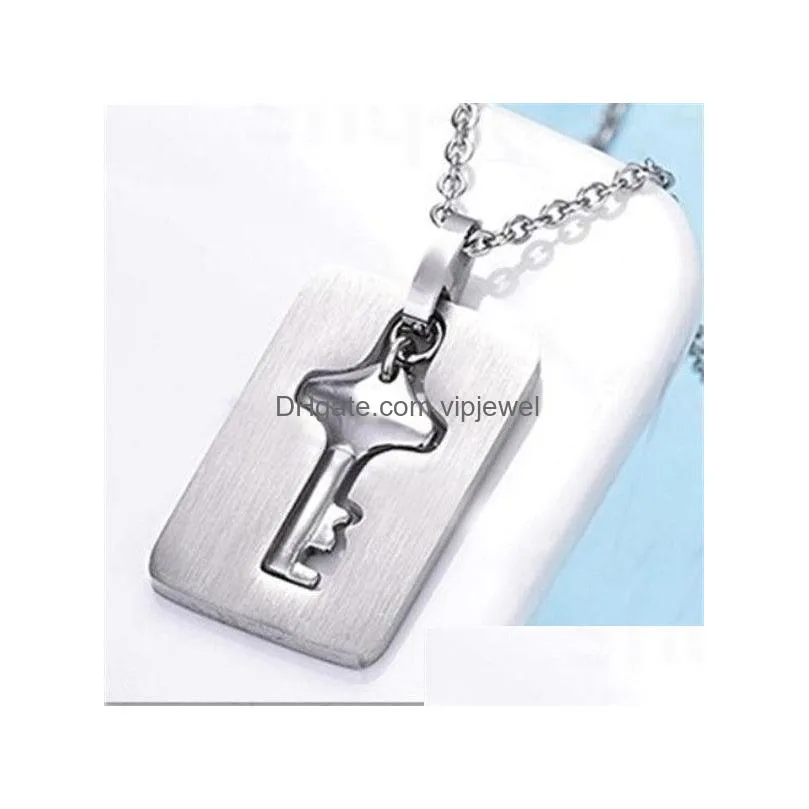 fashion love lock jewelry sets creative stainless steel key pendant necklace lock heart bracelet charm couple jewelry