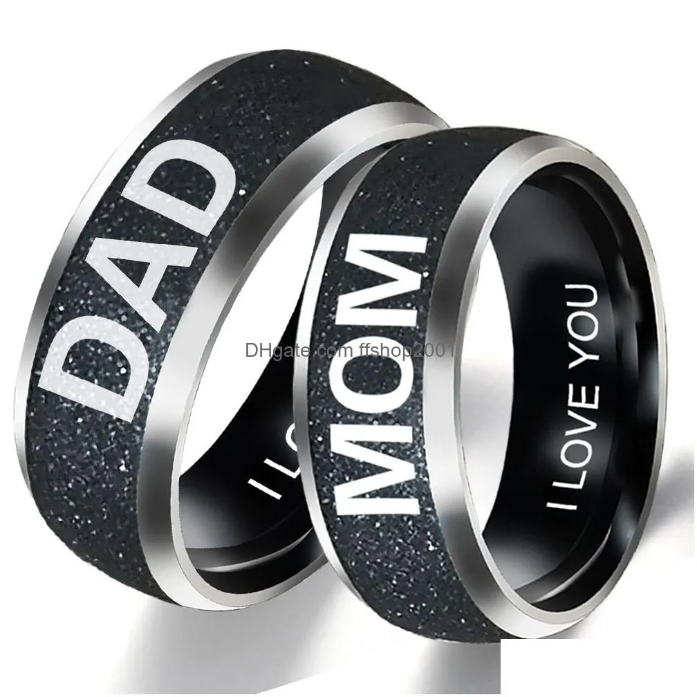  simple 8mm stainless steel rings love dad mom son daughter decoration family ring jewelry gifts