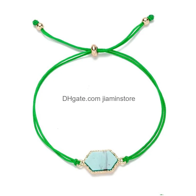 handmade crystal quartz druzy bracelets natural resin stone gold sparkling wax rope bracelets bangles for women summer jewelry gifts