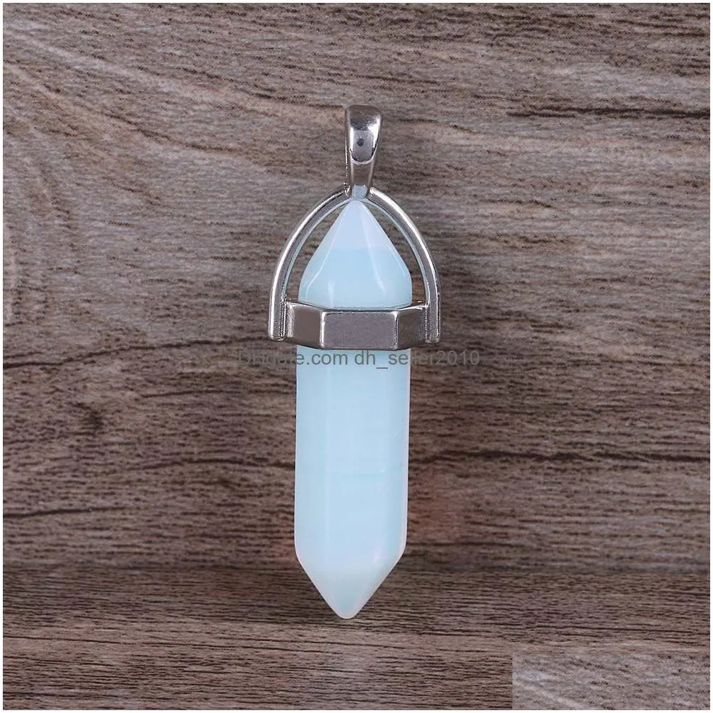 fashion quartz point pendant for women and men natural stone crystal agate bullet hexagon prism pendant without chain